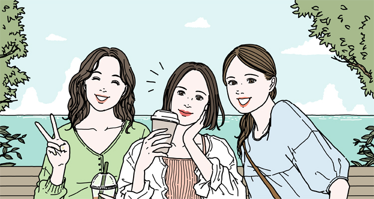 自信を持って写真に写っている3人の女性