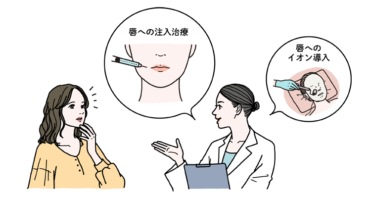 唇の縦じわの改善にはヒアルロン酸注入治療やイオン導入などがある