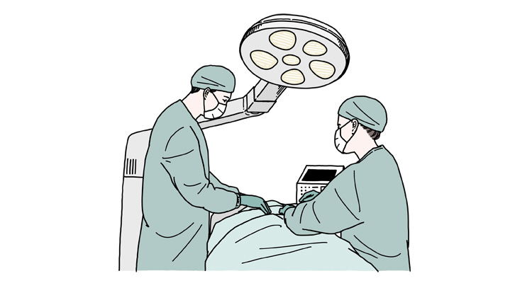 外科手術（フェイスリフト）の様子をイメージしたイラスト
