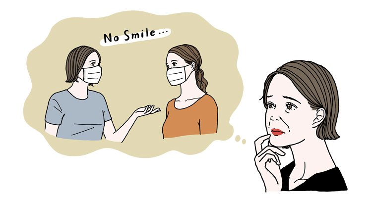 表情筋の衰えによって顔のたるみが生じる