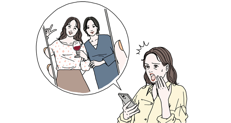 自分が写っている加工されていない写真を見て驚く様子