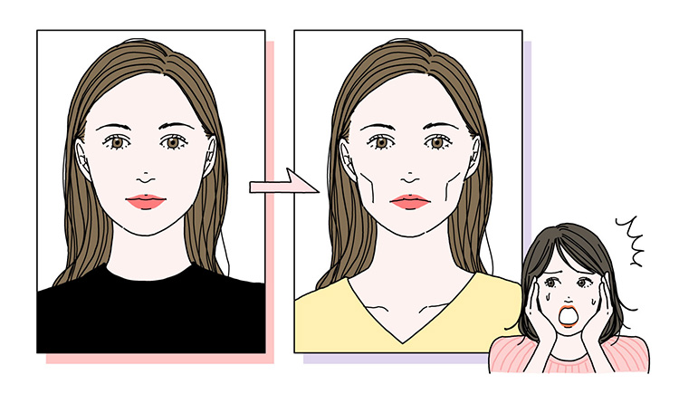 凹凸がなくなり顔が大きく見える
